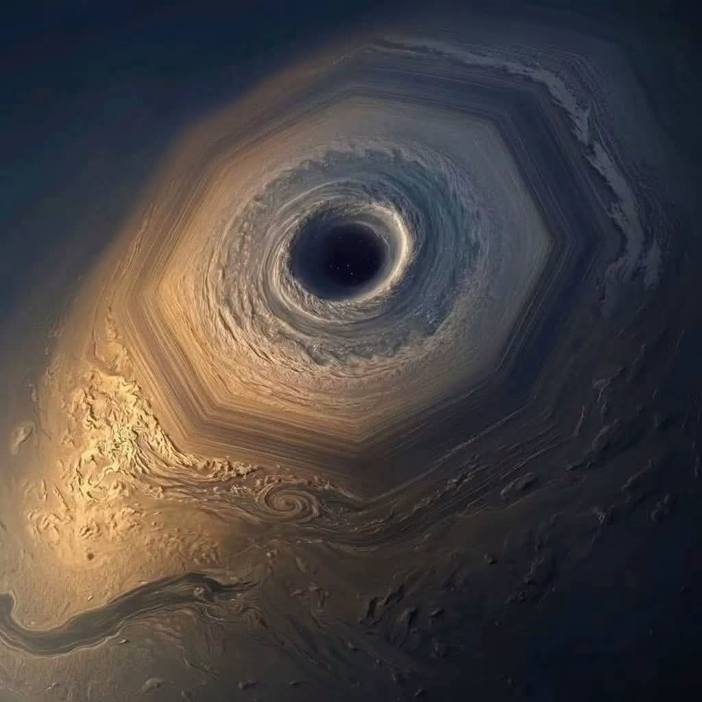 amazing_physics's tweet photo. 🚨🪐 **BREAKING:** NASA has released a stunning new image of the enormous **hexagonal storm** at Saturn's North Pole.

Spanning more than **20,000 miles (32,000 km)** across—large enough to fit **around four Earths** inside—it remains one of the Solar System's most extraordinary mysteries.

First observed by **Voyager** in **1981**, the giant six-sided storm has persisted for **over four decades**, astonishing scientists with its remarkable stability. Researchers believe the phenomenon could be far older than our observations suggest.

🔭 Saturn continues to surprise us, reminding us just how incredible and mysterious our universe truly is.

📸 **Source:** NASA

#NASA #Saturn #Space #Astronomy #Science #SolarSystem #Universe #SpaceFacts #Cosmos