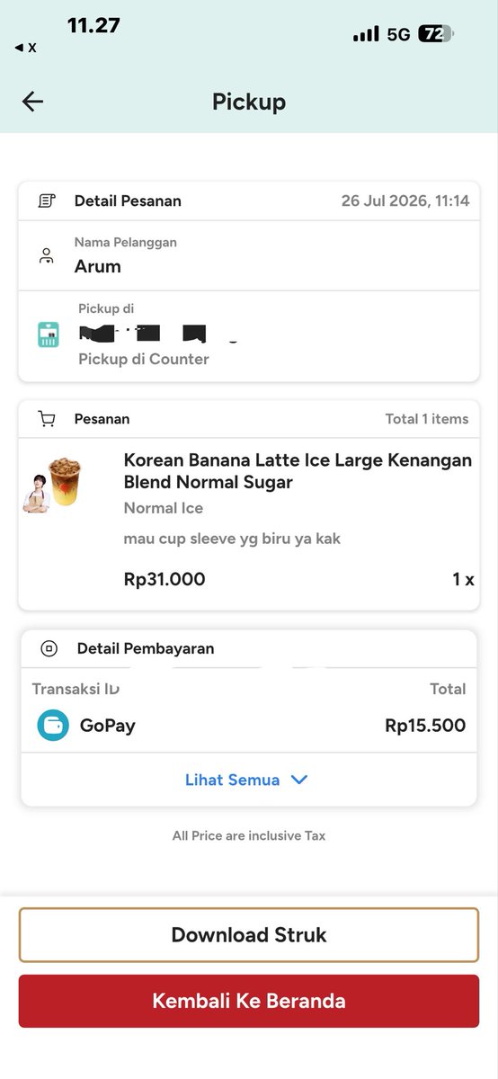assummwin's tweet photo. Akhirnya ke beli juga yg latte banana. After gweh cobain nih lebih dominan rasa pait sih sama ya cuma ada wangi pisang doang ga ada rasa pisang malah. padahal ini sugar normal, ice normal juga btw bisa tulis di notes juga sih klo mau cup sleeve nya https://t.co/VpEcGbFqBm