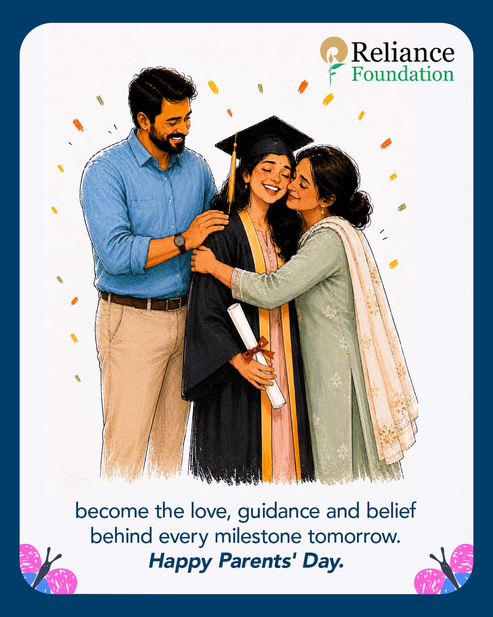 ril_foundation's tweet photo. Long before the applause, the achievements and the milestones, there are countless moments of encouragement, sacrifice and unwavering belief. 

This National Parents' Day, Reliance Foundation celebrates every parent who helps shape not just our journeys, but the people we become.

#ParentsDay #RelianceFoundation #BrighterFutures #Family #TogetherWeGrow