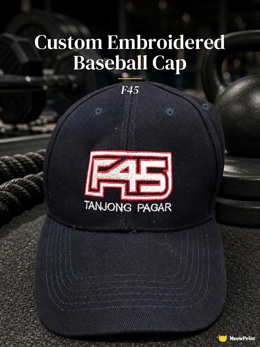 Meowprintsg's tweet photo. Embroidered cotton baseball caps for F45 - CP01 6-panel, clean front logo placement. Gym merch that gets worn well outside the gym.

See more: https://t.co/7KhCOIKdX1 https://t.co/owHj5iHECT