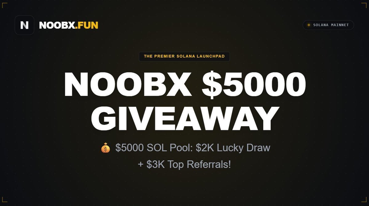 noobxfun's tweet photo. 🚀 Noobx Beta Giveaway is LIVE!

💰 $5000 SOL Pool: $2K Lucky Draw + $3K Top Referrals

To Enter:
1️⃣ Follow @noobxfun, Like &amp; RT
2️⃣ Test https://t.co/8GVtGl8hgE
3️⃣ Fill form: https://t.co/s6H7WUjNDH

[ use your twitter username to invite friends &amp; win referrer rewards ] https://t.co/vJiB9mh51n