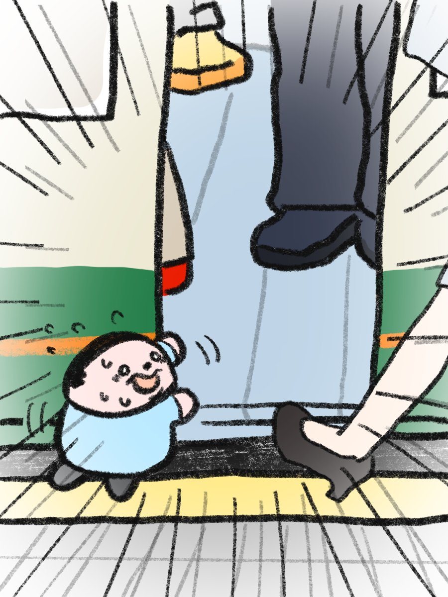 chiioji_help's tweet photo. なんとか人間が間に合うように、あと1分で閉まる電車を説得している小さいおじさん https://t.co/YJlHeuGMks