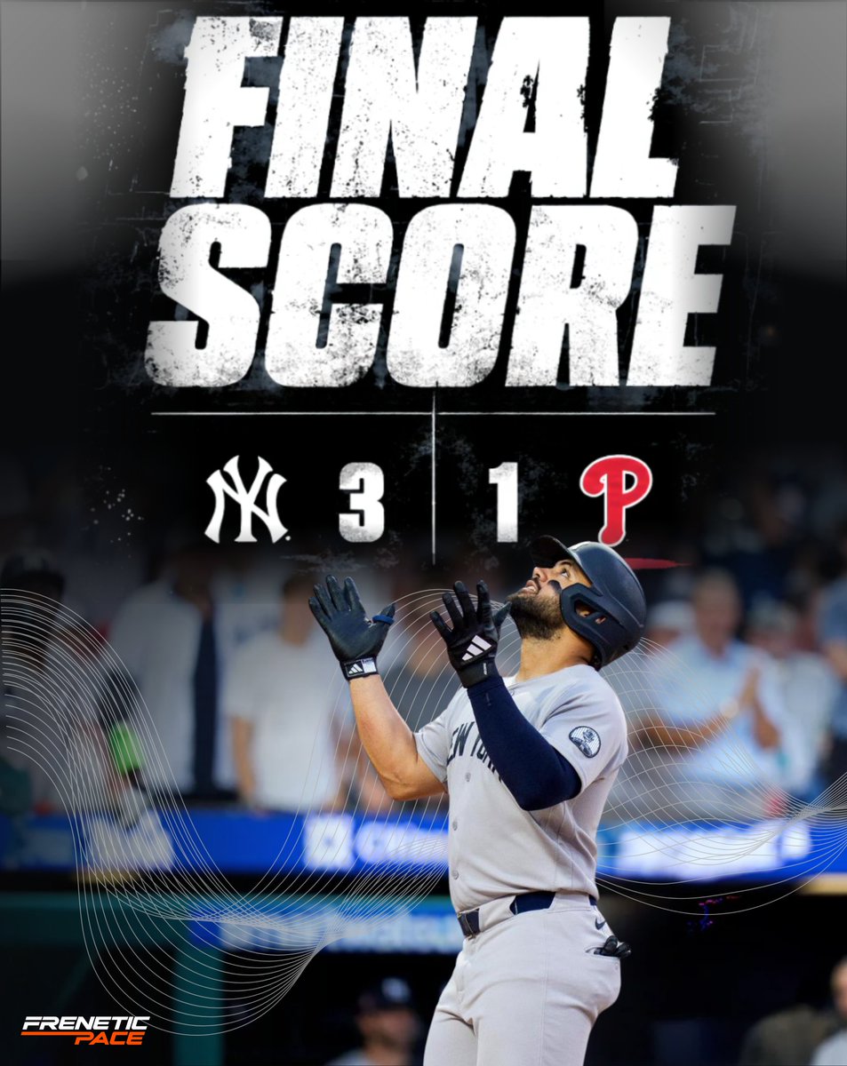 FPSportsMedia's tweet photo. Austin Wells and Jasson Domínguez powered the Yankees to a 3-1 victory over Philly with stellar pitching and key home runs.

#Yankees #Phillies #AustinWells #JassonDominguez #YankeesWin #FreneticPaceSports

Read Here:

https://t.co/wbmsidq0vG https://t.co/L2tQMZdku0