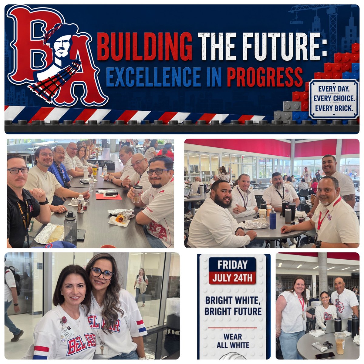 eromero_BAHS's tweet photo. 🏗️⚪️ ​A strong foundation starts with an incredible team. Our @BelAirHigh staff wore all-white attire to celebrate a fresh school year, new goals, and the bright future we are building together for our students. ​TY  teachers for bringing energy &amp; enthusiasm! #BigRed https://t.co/PO1VXEaCvH