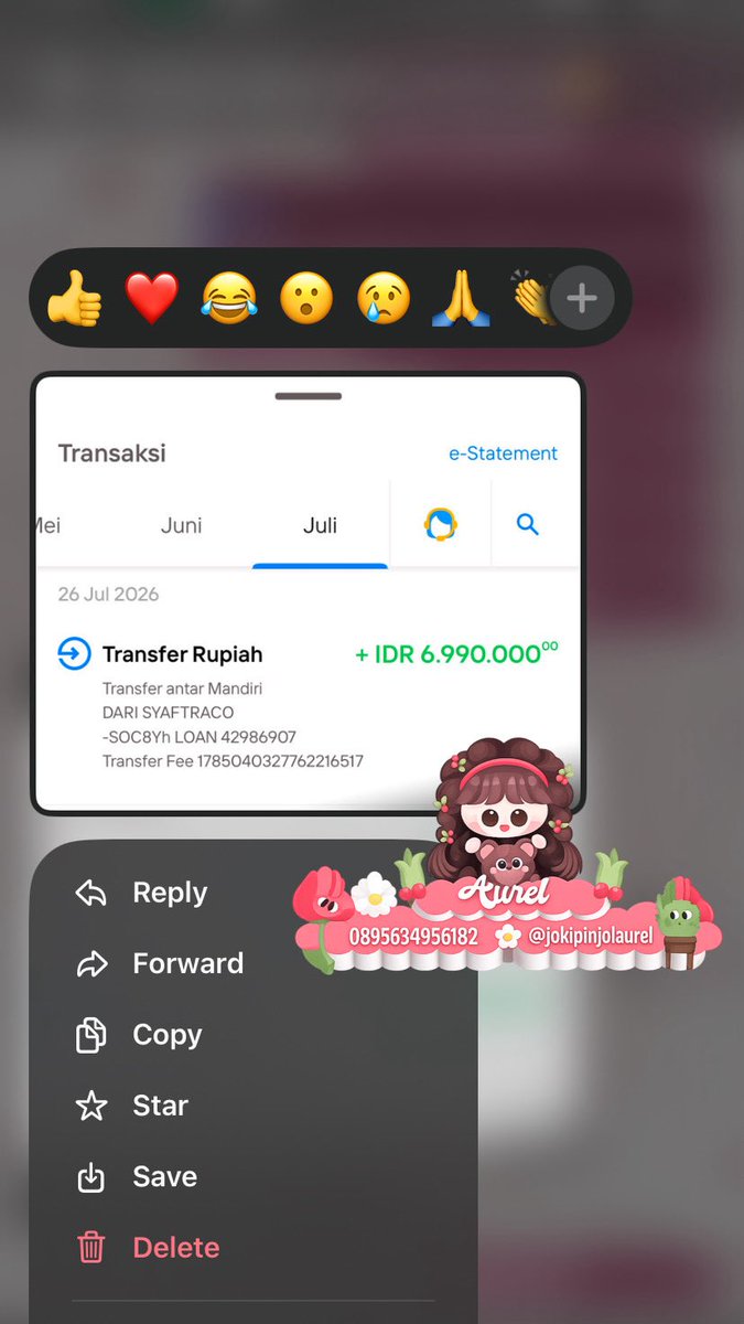 aaaaurelll's tweet photo. Baru cairr nii 6.990.000, akhir bulan bingung bayar pinjol? jangan sampai pakai gaji kamu terus, sini curhat sama aku/konsul itu semua free☑️‼️
Joki pinjol Fee akhir☑️👐
Free konsultasi💢🩵
letsgoo langsung wa aku dibio kaa🚀
#zonauang #jokipinjol #zonajajan #bealanja https://t.co/8sbzFrwmHv