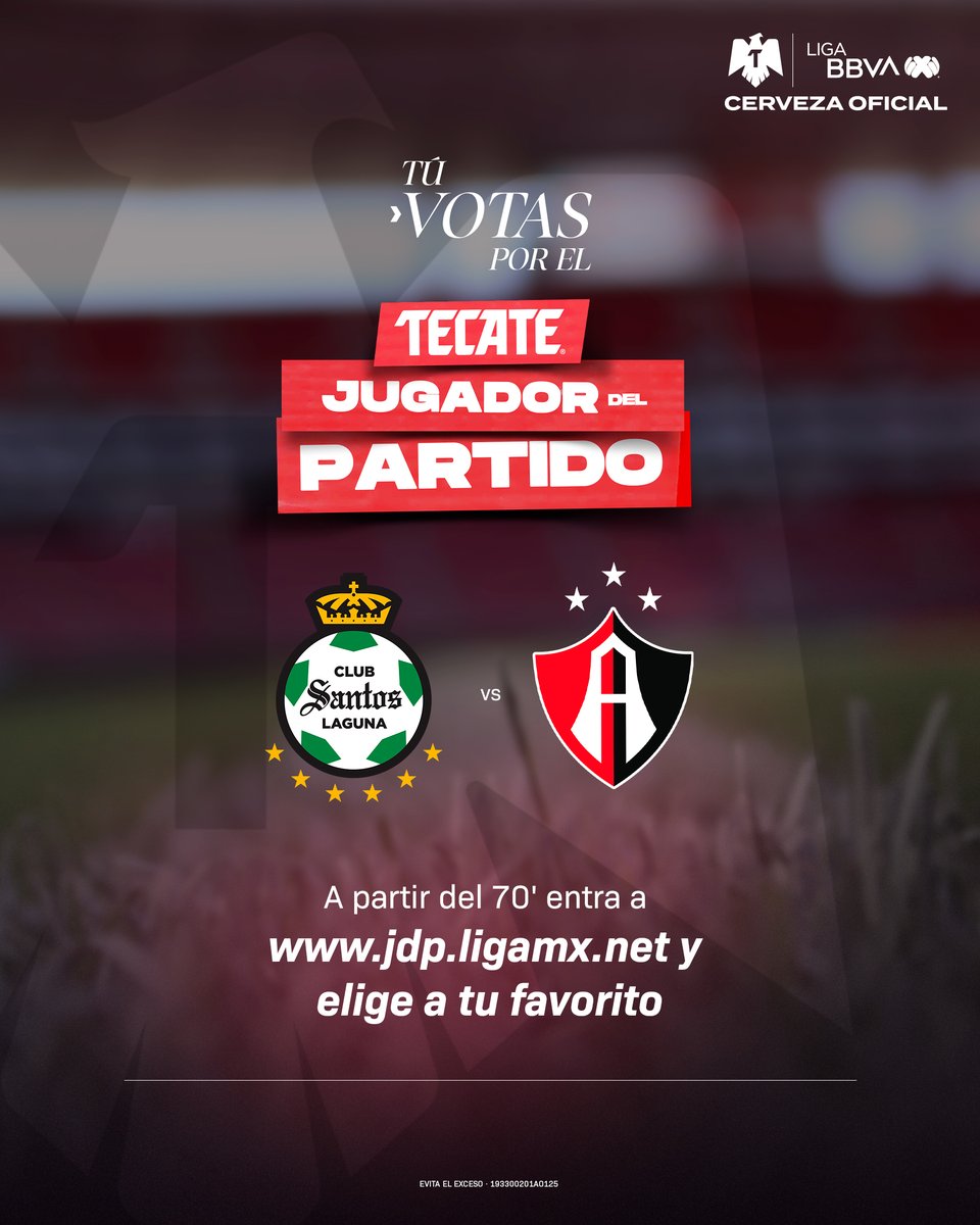 LigaBBVAMX's tweet photo. ¡Es tu momento! 🗳️🫵
Vota por el #TecateJugadorDelPartido aquí: https://t.co/tzQtydD7oI
Tienes hasta el 90' para participar.
#TecatePorTi | #SANATS | #TIGADSL | #J2 | #AP26 | @CervezaTecate https://t.co/bgzopiwZ5N