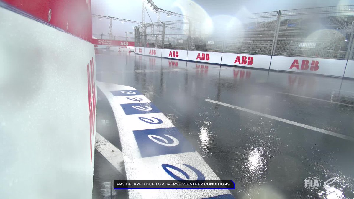 FIAFormulaE's tweet photo. FP3 is currently delayed. Please stand by for further information. 

#TDKTokyoEPrix #FormulaE https://t.co/UPgNDytwVe