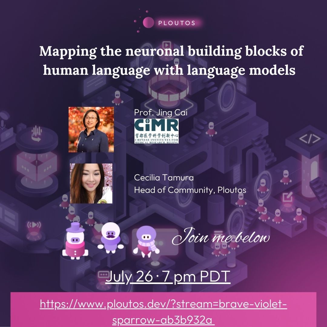 ceciletamura's tweet photo. Dr. Jing Cai (Chinese Institute for Medical Research)
in a deep dive with @ceciletamura of @ploutosai 

📅 July 26, 2026
🕖 7:00 p.m. PDT

🔗 https://t.co/NtwPl9LMIc

#Neuroscience #NeuroAI #AI #LanguageModels #BrainScience https://t.co/URfsdJ3hr8