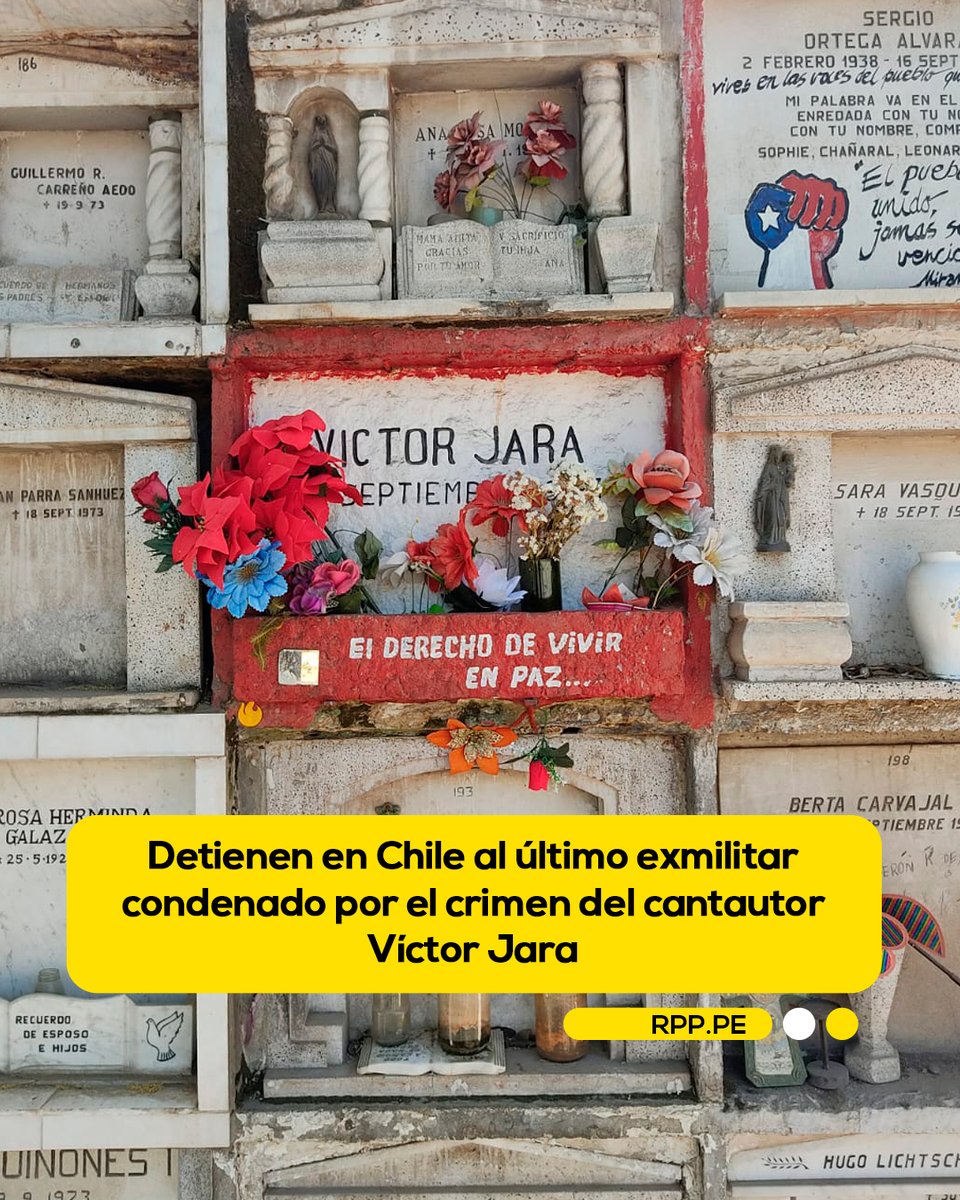 RPPNoticias's tweet photo. 🇨🇱🚨 Las autoridades de Chile detuvieron este sábado al exoficial del Ejército, Nelson Haase Mazzei, el último condenado que permanecía prófugo por el secuestro y homicidio del cantautor Víctor Jara tras el golpe de Estado de 1973.

Haase Mazzei fue condenado a un total de veinticinco años y dos días de cárcel por el crimen de Jara y también por el secuestro, tortura y homicidio del entonces director general de Prisiones, Littré Quiroga Carvajal, informó el Poder Judicial.

Según la prensa local, el exmilitar se encontraba escondido en una localidad rural de la región de Los Lagos, 850 kilómetros al sur de Santiago de Chile.

📸: RPP / Sebastián Acosta

📲 Más información 👉 https://t.co/jBsMaIegTJ