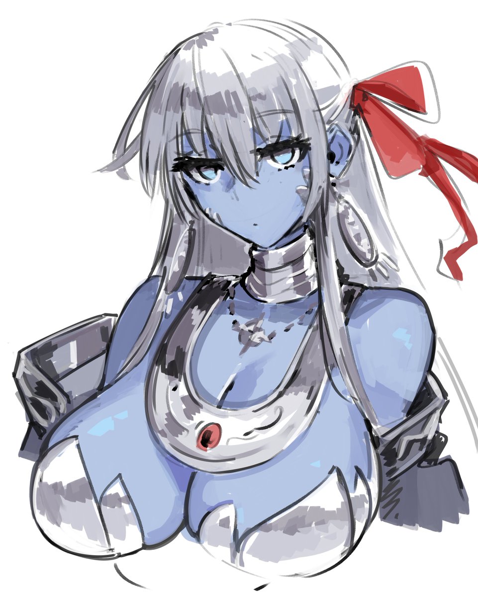 Jonyeld's tweet photo. Blue lady doodle https://t.co/rPng7QMn41