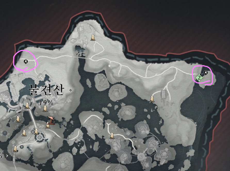 WooCheong9's tweet photo. 지도에 핑크 동그라미에 히든보스? 아직 업데이트안된 기계전갈이랑 기계뱀 있는데 얘네 잡고 실패?하면 교만2중걸려용 걸리면 눈하고 눈주변에 뱀처럼 자글자글거림ㅋㅋ https://t.co/J89Qd6R0Fz