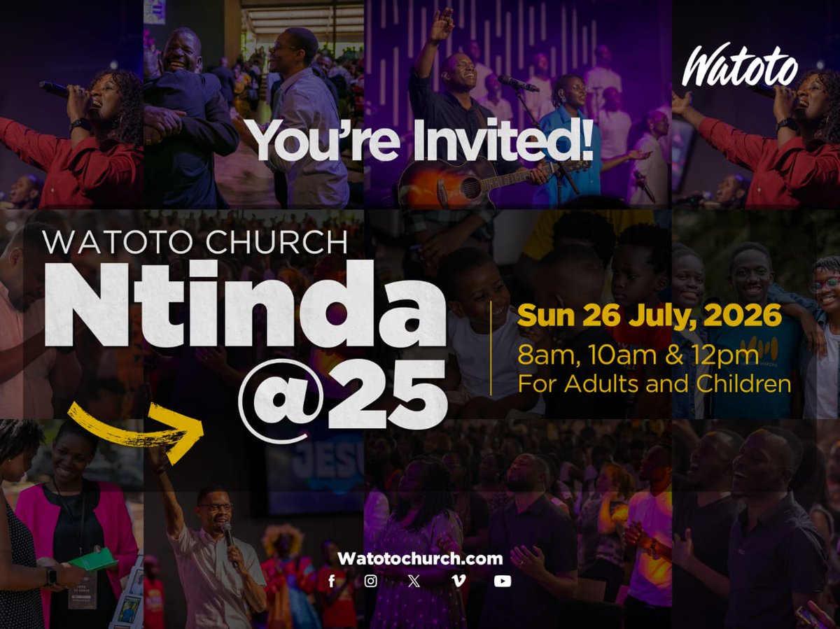 watotochurch's tweet photo. You're invited to a celebration 25 years in the making!

Join us as Watoto Church Ntinda marks its Silver Jubilee and celebrates God's faithfulness over the past 25 years.
Bring your family, invite a friend, and let's celebrate together!

Watoto Church Ntinda
Sunday, 26 July
8am | 10am | 12pm

#WatotoNtindaAt25 #SilverJubilee #WatotoChurch #CelebratingChrist #CaringForCommunity