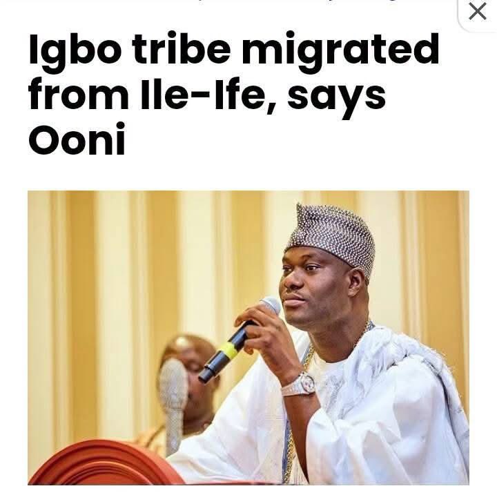 HonestNarrativ's tweet photo. Igbo tribe migrated from
 Ile-Ife, says Ooni https://t.co/KAFSKWX9ui