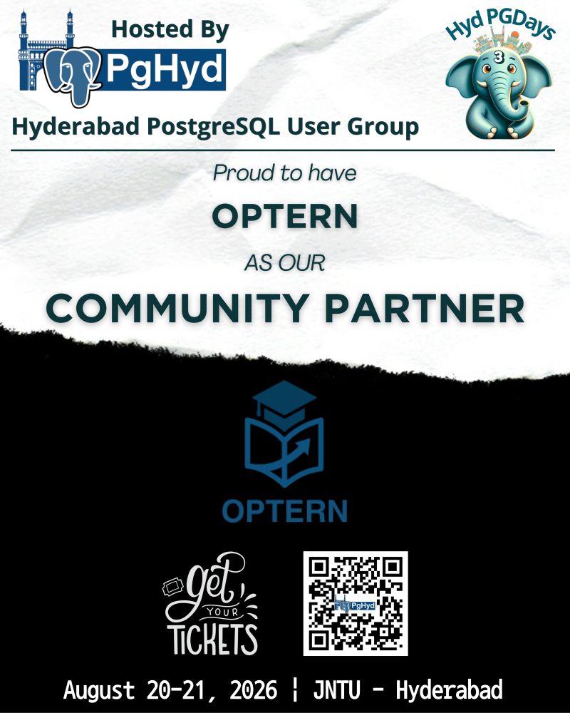 PgHydPUG's tweet photo. Excited to welcome #DevCatalyst Club and #Optern as #Community Partners for #HyderabadPGDays2026 #CommunityHub! 🎉

Thanks to Nikhil Sai Siddhardha Madagala, Pavan Nishith, and their teams for joining us. 

See you at #HyderabadPGDays2026! 💙

#Dev #career #Postgres #SQL https://t.co/KJBL80sVvS