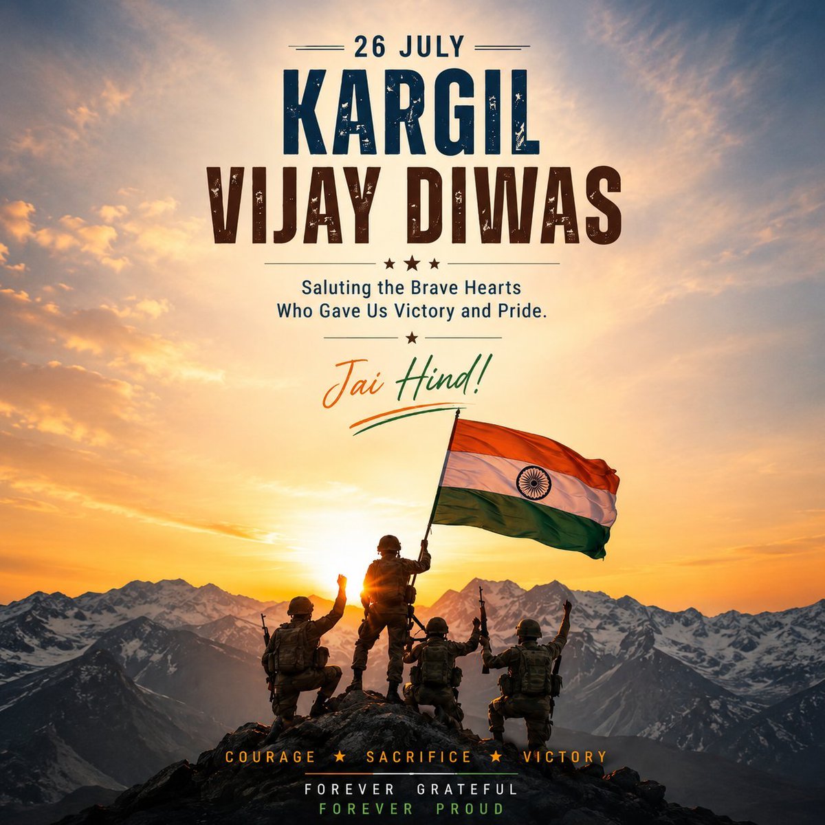 YADAVSIDDHANT05's tweet photo. Kargil Vijay Diwas — remembering the brave soldiers whose courage and sacrifice secured victory for India.

Their sacrifice will never be forgotten. 
Jai Hind! 🫡🇮🇳

#KargilVijayDiwas #कारगिल_विजय_दिवस 
#indianarmy https://t.co/fOdDVrIDvA