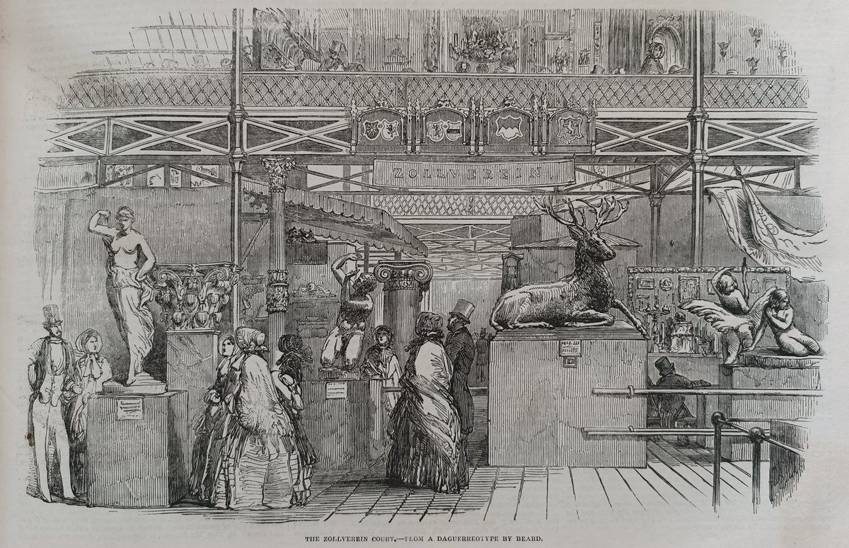HookedWit's tweet photo. This engraving is from the Illustrated London News 175 years ago today. It features several zinc casts of famous works of sculpture by Geiss of Berlin: Hebe (Canova); Kneeling Niobe (Timotheos); Resting Deer (Rauch); Boy &amp; Swan (Kalide); Eve at the Fountain (Baily). https://t.co/CRSwi0inPY