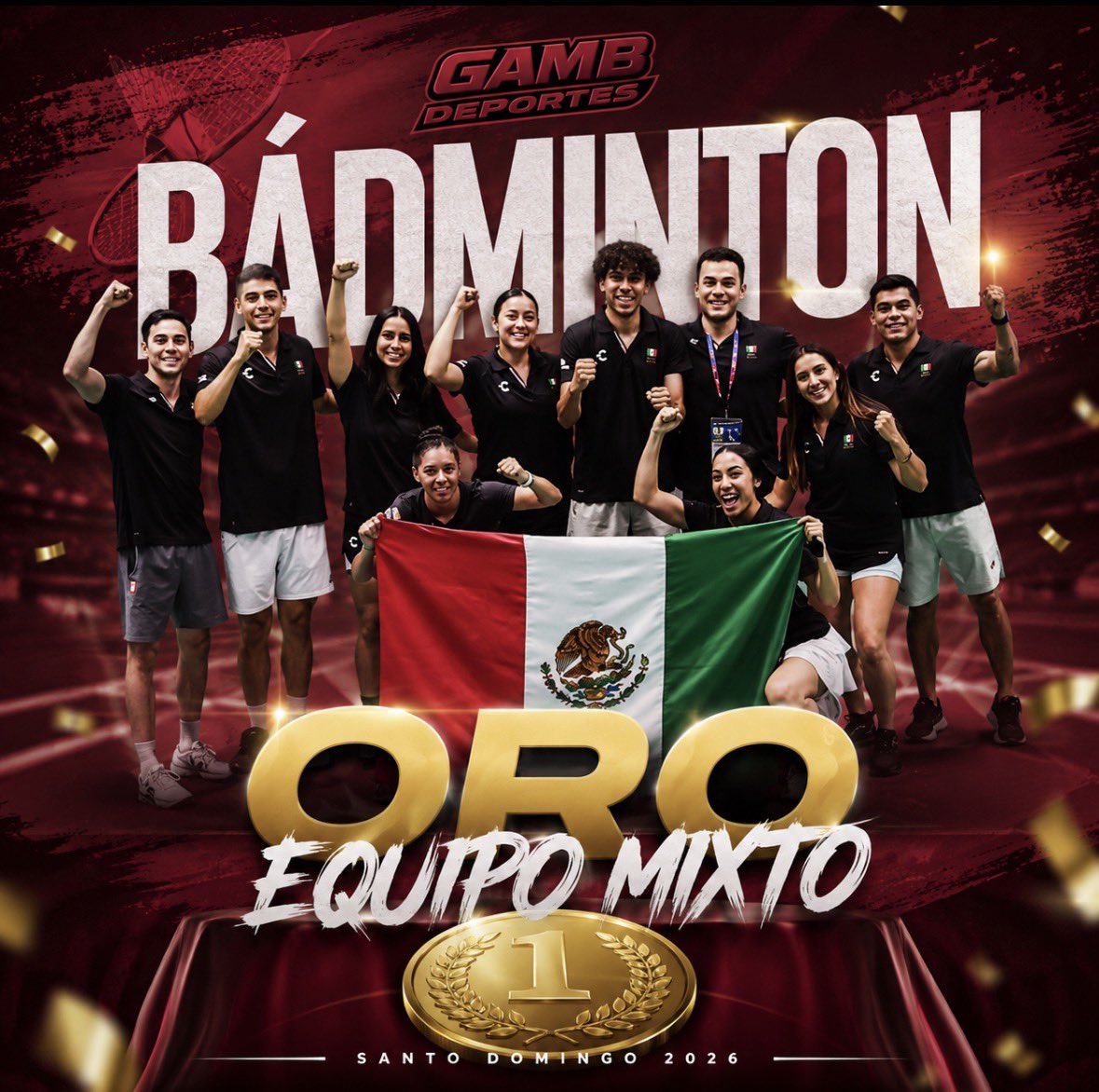 GAMBdeportes's tweet photo. Este Sábado 25 de Julio, el equipo mexicano mixto de Bádminton ganó el Oro en los Juegos Centroamericanos y del Caribe

#mexico #badminton #juegoscentroamericanos2026 #juegosolimpicos #olympics #jjoo #conade #juegoscentroamericanosydelcaribe #santodomingo # https://t.co/NSTVY19TJM