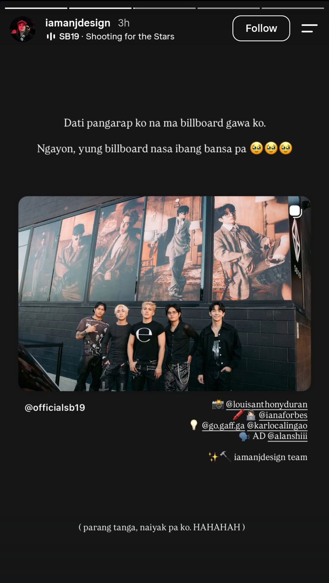 PilyangPilak's tweet photo. SB19, NANGANGARAP AT NAGPAPATUPAD NG IBANG MGA PANGARAP 😭🙏

"Dati pangarap ko na ma billboard gawa ko. Ngayon, yung billboard nasa ibang bansa pa 🥹🥹🥹"

-iamnjdesign

They're also the wonderful curator for the SAW experience. Thank you po for your talent and for not giving up! You're doing great po! 🥹🙏