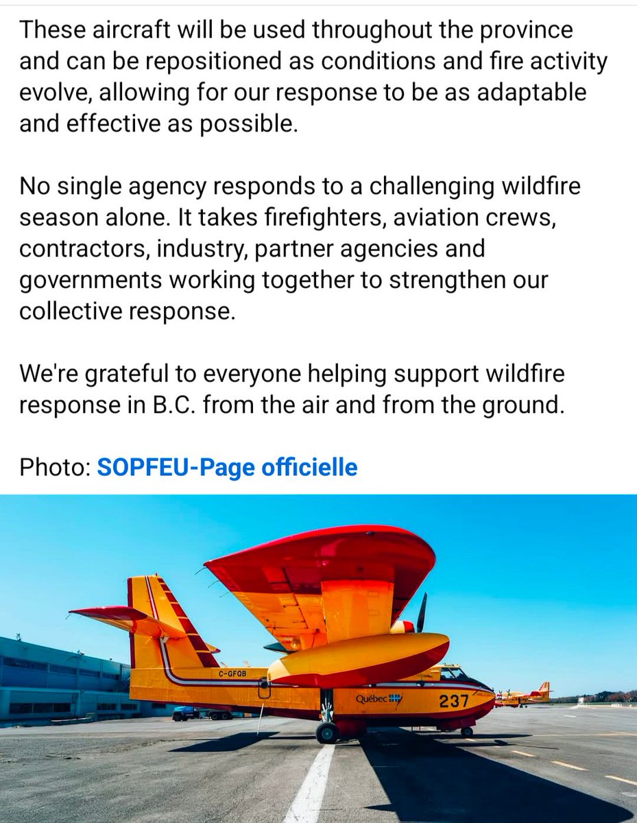 Kamscan's tweet photo. The Quebec Ducks are on their way for #bcfire #SuperScooper I see a couple #abfire CL -215's at #CranbrookBC also .There's a couple of Dauntless Air fire bosses that recently landed in #PrinceGeorge tonight not sure if they're are passing through https://t.co/Zowtlyk9Pl