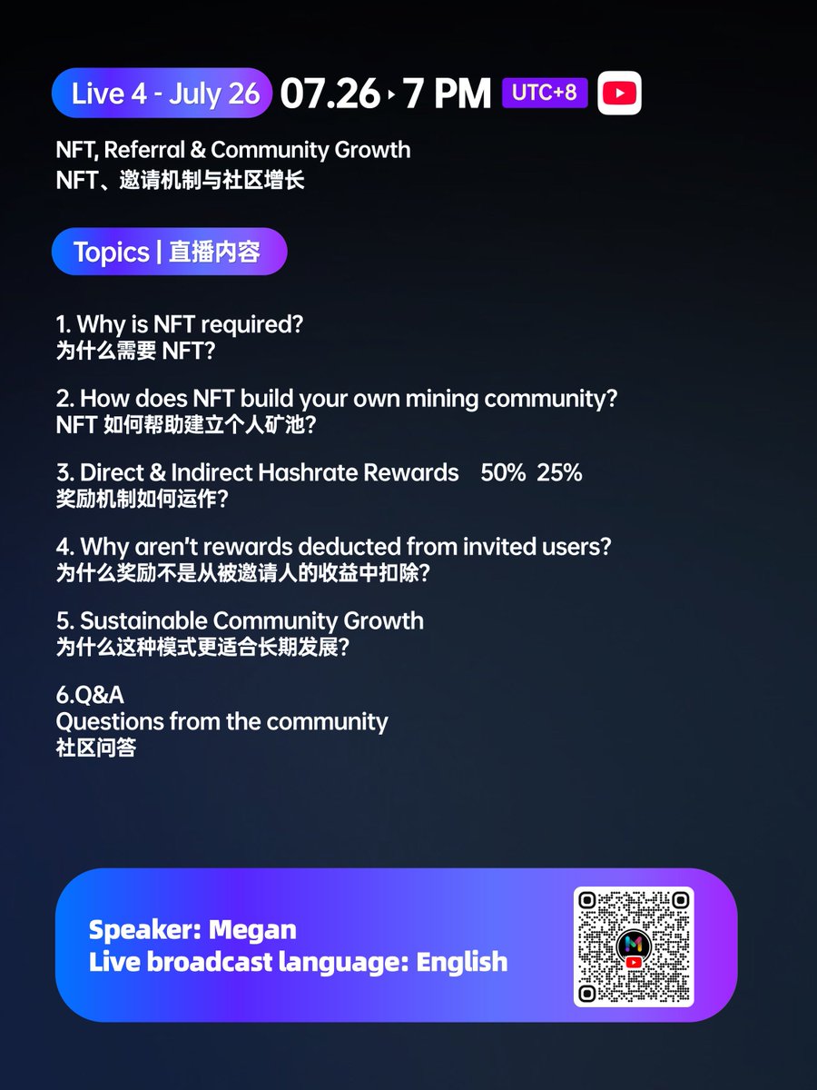 MarsChainDAO's tweet photo. 🔥 LIVE TODAY at 7 PM (UTC+8)!

Megan is going live for Live 4! Learn how NFTs and referral mechanics power sustainable community growth in Web3. 🚀

⏰ Jul 26, 7:00 PM (UTC+8) 🎙️ Speaker: Megan (English) 📺 Topic: NFT, Referral & Community Growth

#Web3 #NFT #CryptoCommunity #Livestream