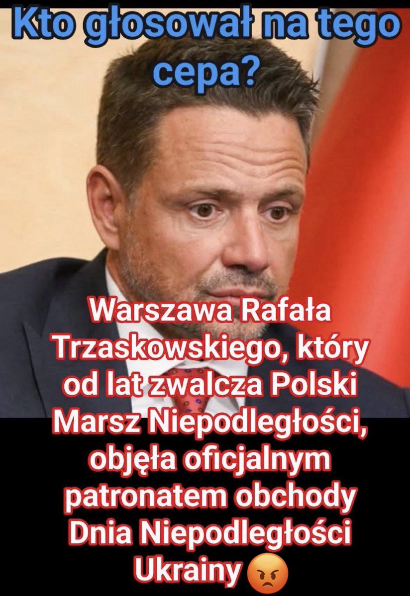MaleckiAre2618's tweet photo. 🟥Ale HAŃBA!😡
🟥Czas odwołać antypolskiego Trzaskowskiego!!!! 👍

#Polska #Polacy #tusk #rząd  #konfederacja #braun #nawrocki #skandal #Koalicja #pis #bosak #KOjestantypolski #tuskdodymisji #antypolskirzad #sikorski #kosiniakkamysz #nie #trzaskowski  #warszawa #stolica https://t.co/lMsdWbuRXL