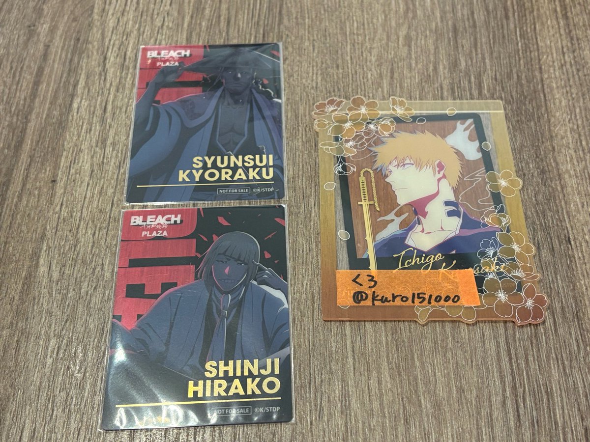 kuro151000's tweet photo. 【交換】BLEACH PLAZA 特典 クリアカード

譲)平子真子、京楽春水

求)黒崎一護

本日池袋にて手渡し、郵送も可能です。
検索からも気軽にお声がけください。 https://t.co/cDUfpjsfOv