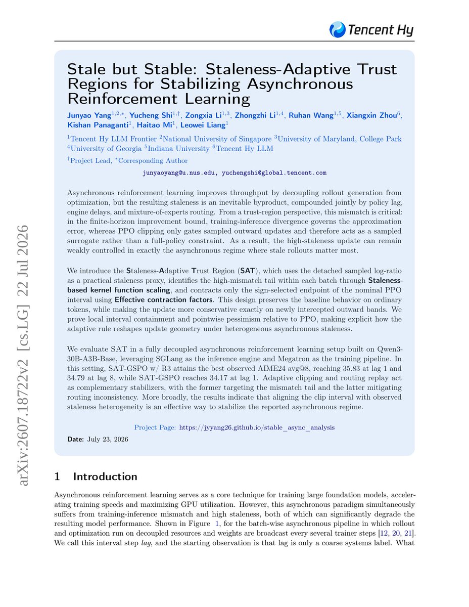 비동기 강화학습 (async RL)을 위한 Staleness-Adaptive Trust Regions 대표 이미지