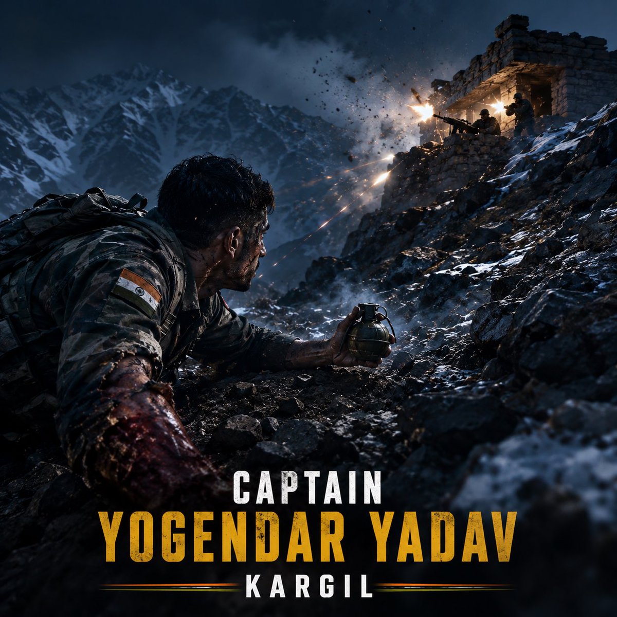 DefenseNewsIN's tweet photo. Kargil Vijay Diwas 🇮🇳

At just 19 years old, Grenadier Yogendra Singh Yadav climbed the near-vertical cliffs of Tiger Hill under relentless enemy fire.

Shot multiple times. Bleeding. Believed to be dead.

Yet he crawled forward, destroyed the enemy bunker with a grenade, and opened the path for his comrades to capture one of Kargil’s most decisive objectives.

Some heroes don’t just fight against impossible odds—they redefine what courage means.

Today, we bow our heads in gratitude to Honorary Captain Yogendra Singh Yadav, Param Vir Chakra, and to every brave soul who ensured that the Tricolour flew high over Tiger Hill.

भारत ऐसे वीरों का सदैव ऋणी रहेगा। 🇮🇳🙏 #KargilVijayDiwas