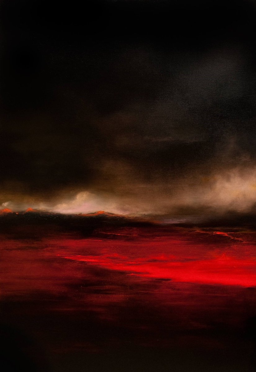 artenpedia's tweet photo. Lava Fields (c. 2000 - Oil on canvas) - Chris Veeneman https://t.co/urNf7rGEtK