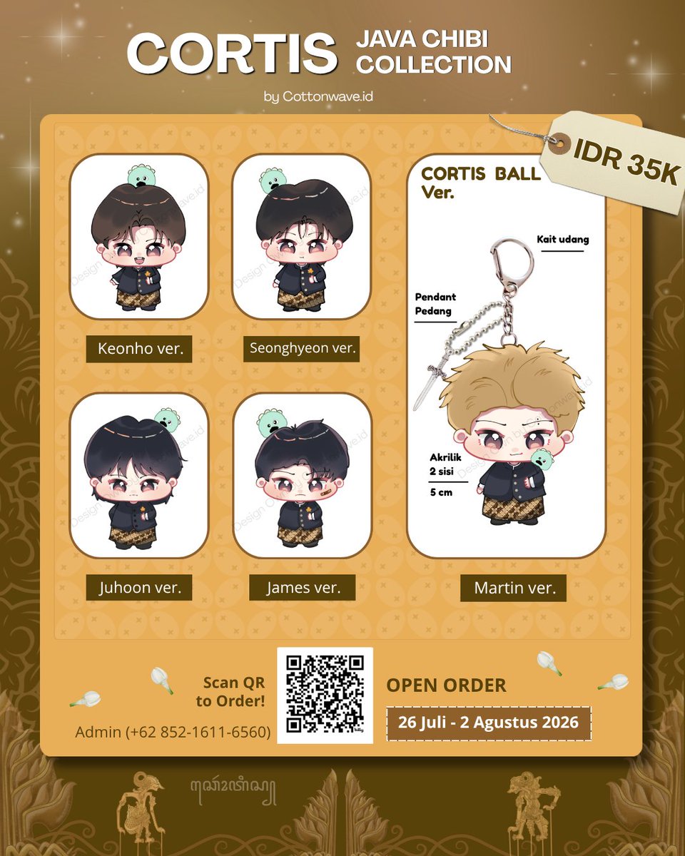 cottonwaveid's tweet photo. [rt &amp; like are appreciated]
~SUGENG SEDAYA~

Keychain Cortis edisi Chibi Jawa udah release 🫪💗 
Mas mas Cortis udah siap dimiliki 🙂‍↕️

💰 12.000 - 35.000
📆 PO Periode (26 Juli - 2 Agustus 2026)
💵 Order here ➡️ https://t.co/RVTVgvsrxT

#Cortis #Jawa #Chibi #Keychain #Kpop https://t.co/4KdBRXi9cF