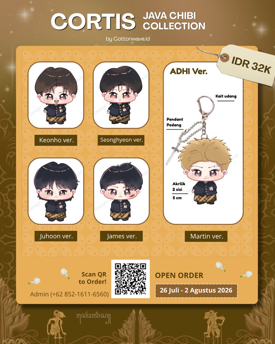 cottonwaveid's tweet photo. [rt &amp; like are appreciated]
~SUGENG SEDAYA~

Keychain Cortis edisi Chibi Jawa udah release 🫪💗 
Mas mas Cortis udah siap dimiliki 🙂‍↕️

💰 12.000 - 35.000
📆 PO Periode (26 Juli - 2 Agustus 2026)
💵 Order here ➡️ https://t.co/RVTVgvsrxT

#Cortis #Jawa #Chibi #Keychain #Kpop https://t.co/4KdBRXi9cF