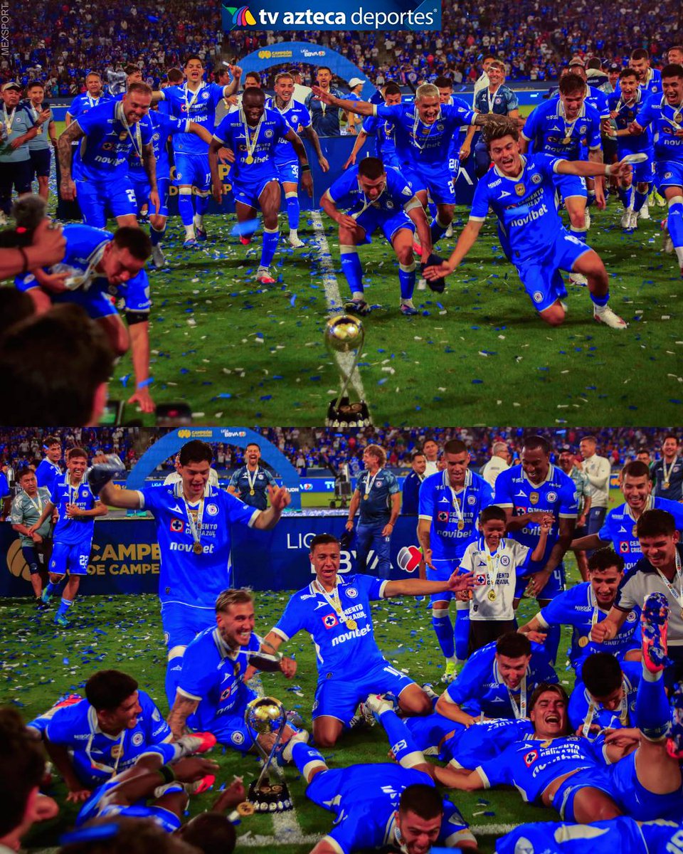 AztecaDeportes's tweet photo. Un campeón celebra como quiere! 🚂🏆 https://t.co/UZPNKtTsAU