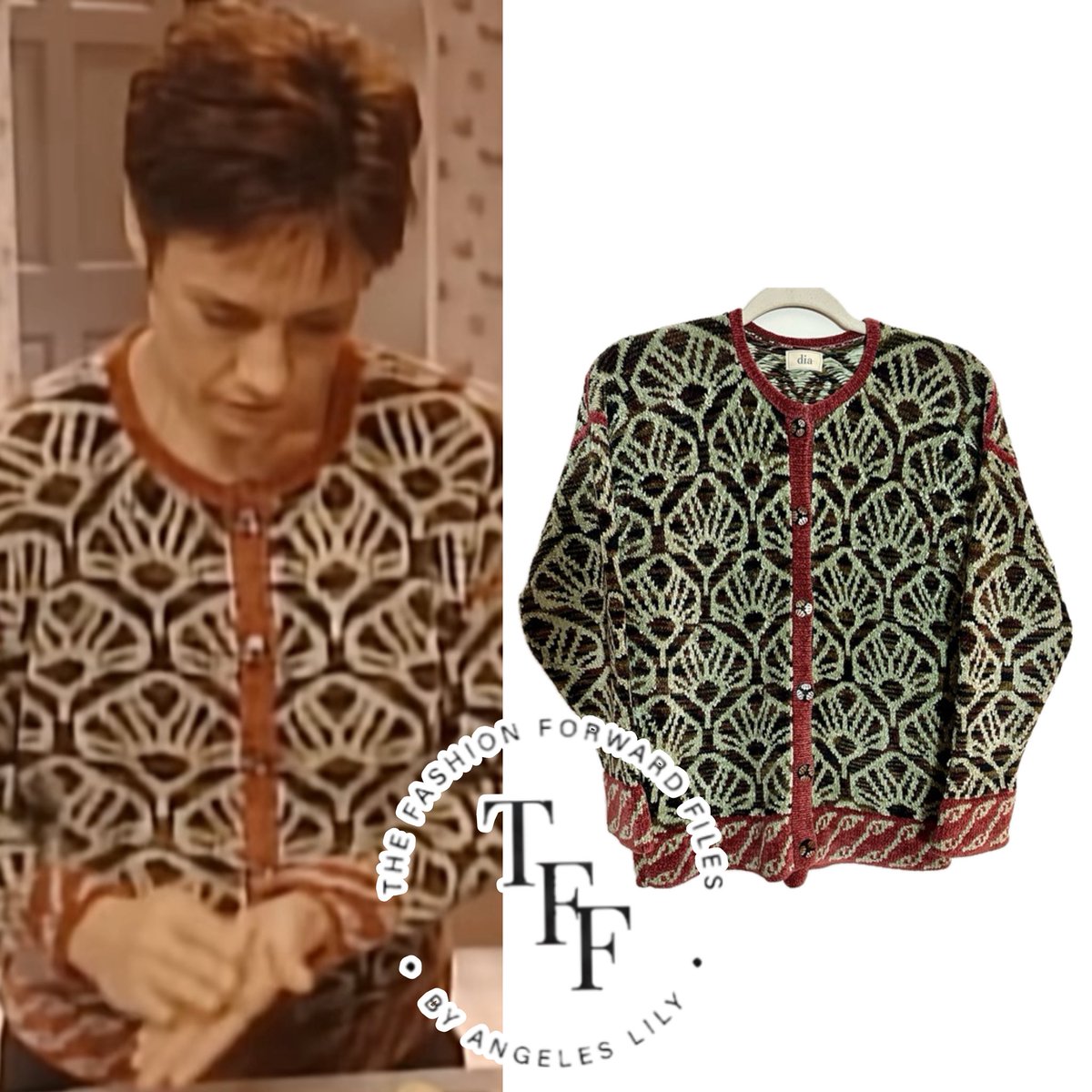 FashFwrdFiles's tweet photo. Jackie in Rosanne is wearing a 90s vintage Chenille knit cardigan by Dia. #rosanne #jackieharris #vintage #vintagefashion #90s https://t.co/LkX5oRDzUD