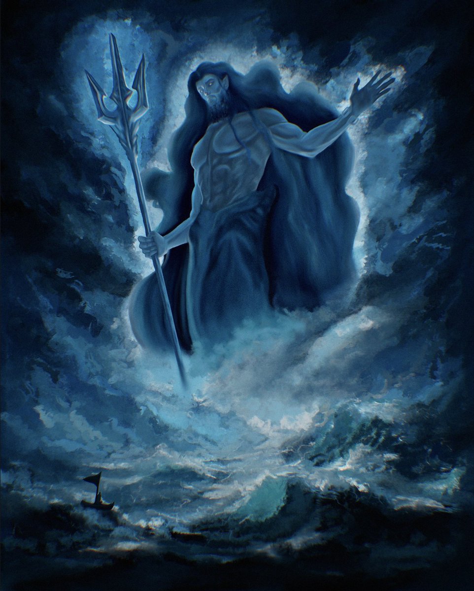 misslline's tweet photo. Poseidon vs Odysseus https://t.co/XHGfSaOVmX