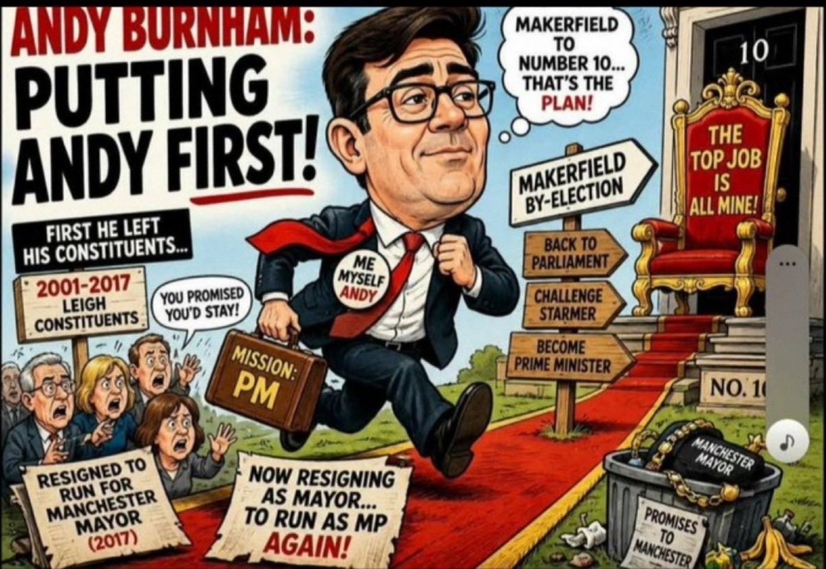 VineyBernard's tweet photo. @andyburnham #Ego #treachery and #hubris is NOT #leadership

#Infantile #attention seeking and #gimmicks is NOT good #communication

#Populist #policies #stolen from #extremists is NOT good #government 

#AndyBurnham is NO #PrimeMinister https://t.co/SnXasSYMFv