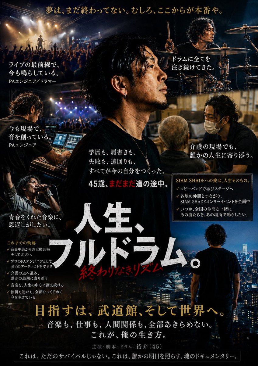 siamshepherd's tweet photo. 『俺の人生を映画化するとしたら…
映画のポスターを作って下さい。
忖度なしにズバッとお願い！』
とチャッピーに指示して出来たのがコレ https://t.co/TNHG1qiwo5