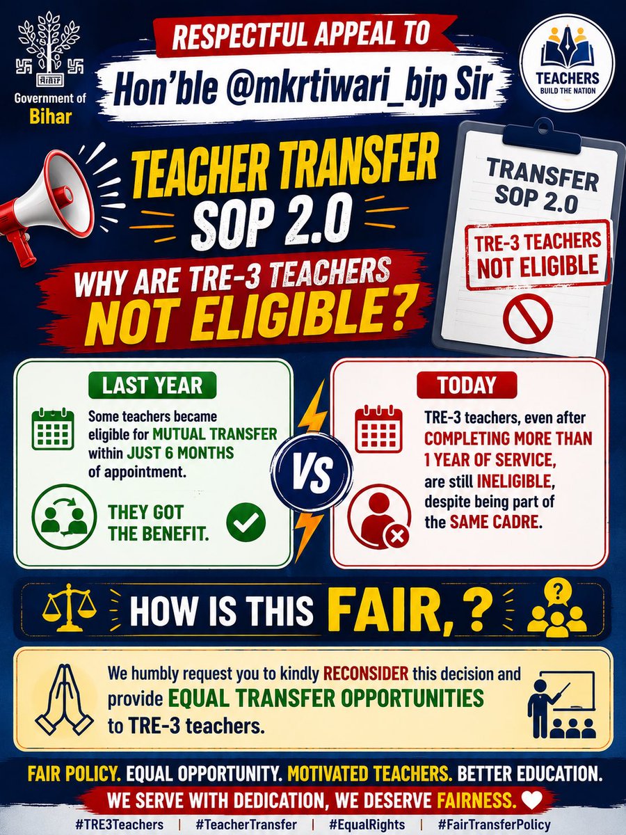 JanibXd's tweet photo. @btetctet @mkrtiwari_bjp Use hashtag #TransferForTRE3 https://t.co/HHHMnFFiKy