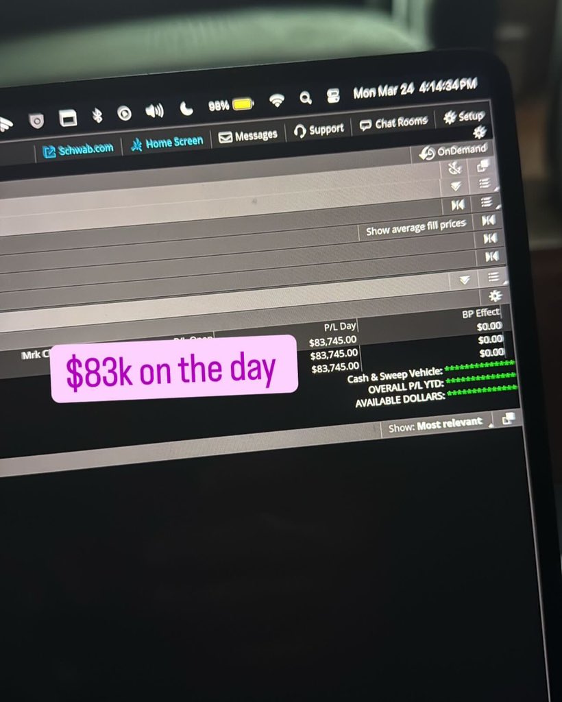 Jennstones01's tweet photo. $83k on the day and $107k in 2 trading days this month. Trade selection and day selection have been great. I have been hesitant on most days, getting adjusted to this volatility and market sentiment change. Will share post breakdown later tonight with risk + trade setup notes etc.