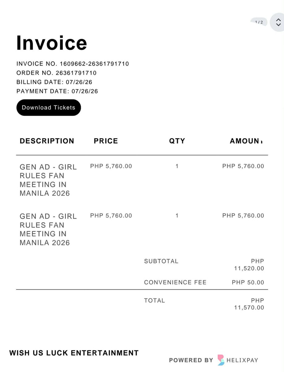 Chrrrlyn's tweet photo. WTS LFB

GIRL RULES FAN MEETING IN MANILA

Selling
- 2 GEN AD

> SAME PRICE
> Meetup Only
> Should be bought as pair
 
SEAT: AF9 AF10

RFS: I bought the ticket first but my girlfriend got us better seats.

#GirlRulesSeries
#GirlRulesFMinManila
#GMMTV #WishUsLuckPH https://t.co/Hum44WrZey