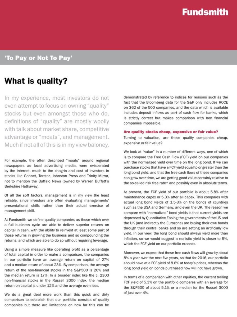 ReneSellmann's tweet photo. Terry Smith’s definition of a quality company 👇🏻

(Two pages to bookmark) https://t.co/cZeTer7lAq