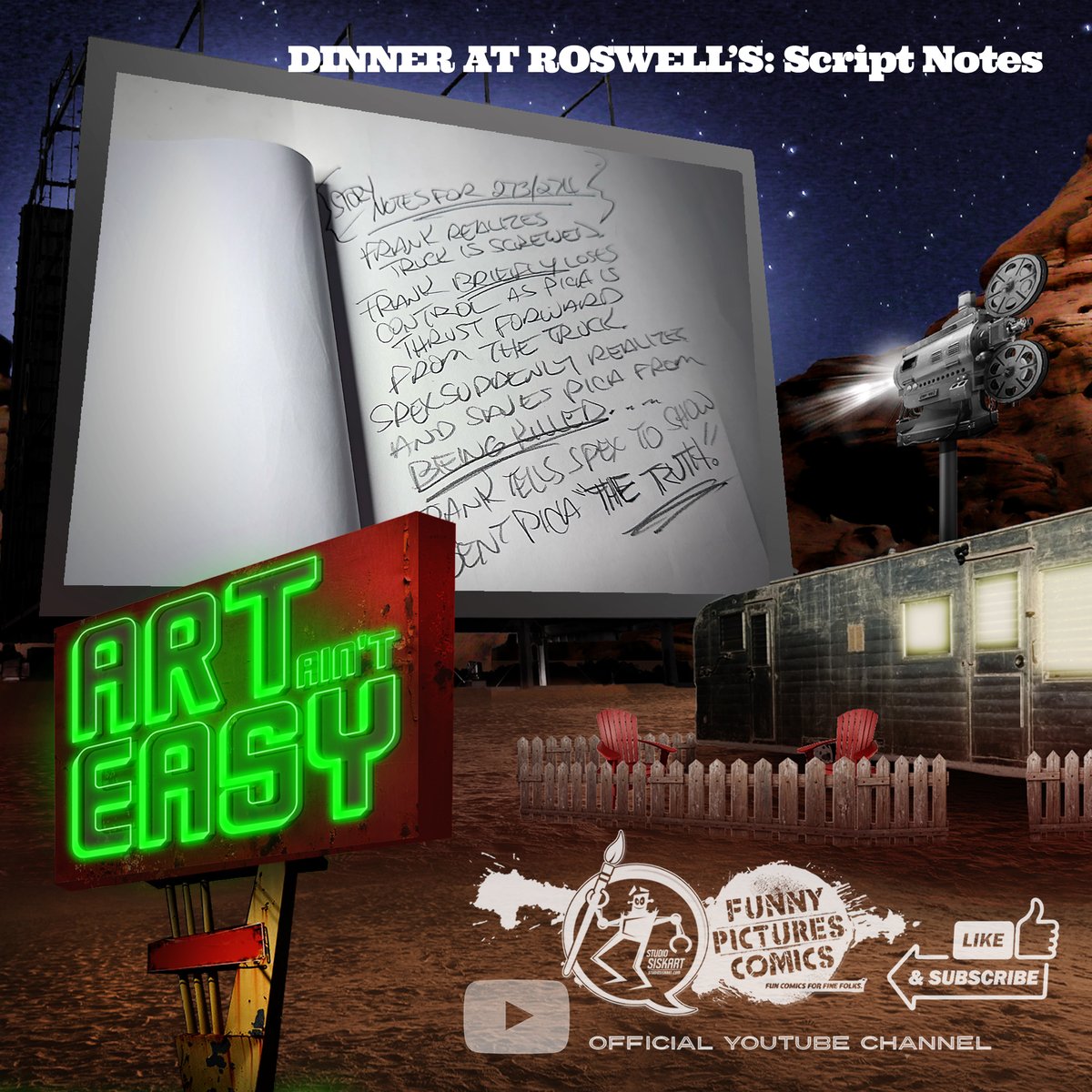 funnypixcomics's tweet photo. Dinner At Roswell's: Script notes. Dinner At Roswell's is the official launch of the SISKAVERSE! https://t.co/f4KWJ1MfCB https://t.co/ezLreLoti6
