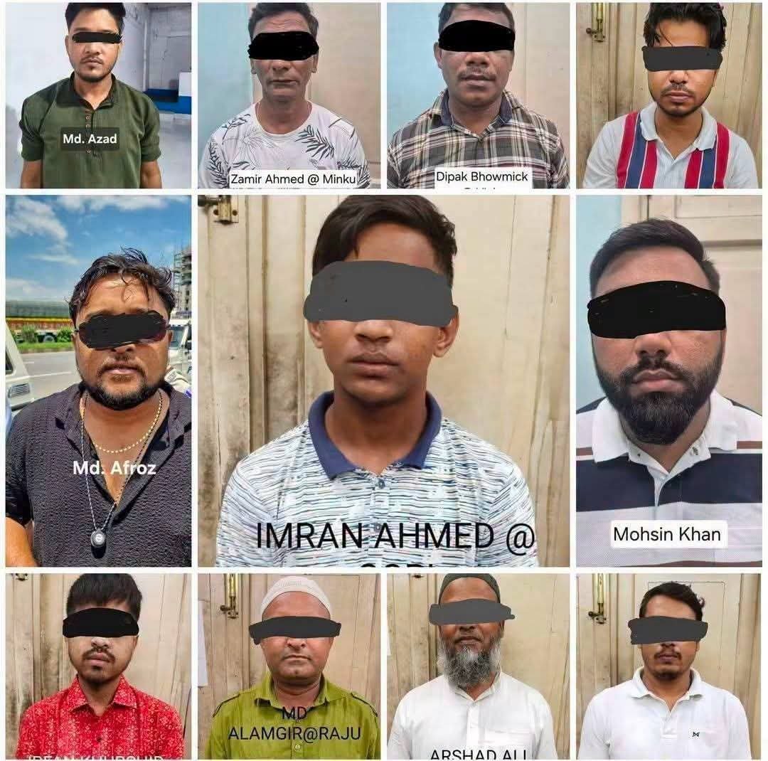 SudhanidhiB's tweet photo. All 11 arrested so far for rioting in Kolkata. They are all to be booked under the Anti Social Activities Act 2026. Provisions including 12 month detention without trial, property seizure &amp; other legal charges. https://t.co/WHqTeQ85hc
