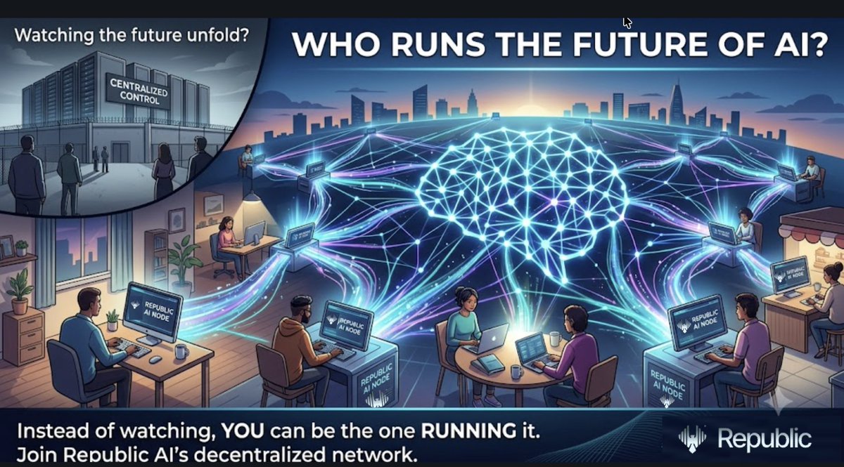 corenodeHQ's tweet photo. 📌 There's a lot of talk about the future of AI.
But a question that gets asked less often: who's going to run that future?
@republicfdn AI's answer: a decentralized network anyone can join.
Instead of watching the future unfold, you can be the one running it 🌐
#RepublicAI https://t.co/2f8r7PUWkS