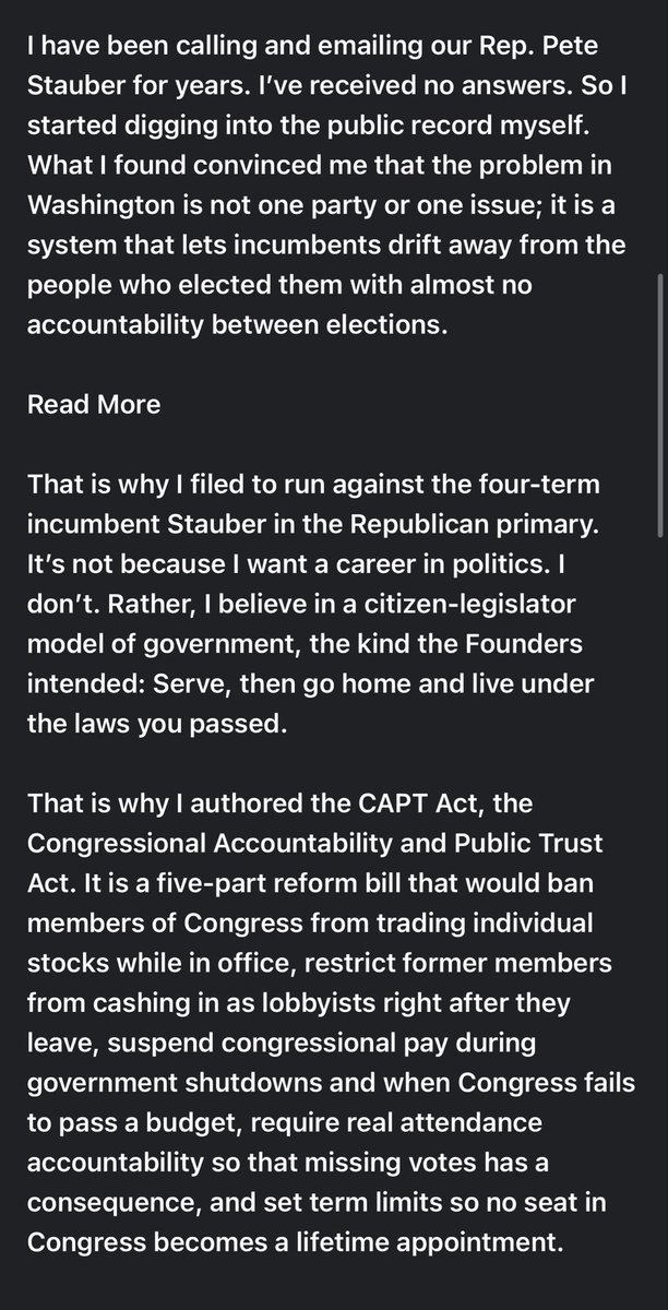 Hamilton_CD8's tweet photo. @duluthnews invited both candidates in the CD8 Republican primary to make their case in print.

I wrote mine. Pete Stauber didn’t respond.

That’s the whole race in one line. If you want a representative who shows up when it costs him nothing to, and when it costs him something. Read this, then show up on Aug. 11.

https://t.co/BcsI7ckrHl