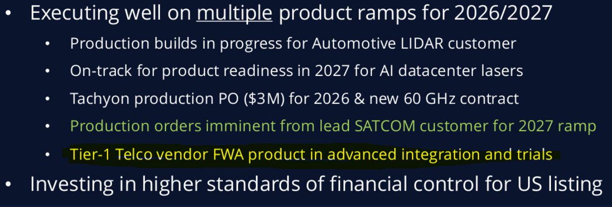 revoAIution's tweet photo. Looking at product ramps... On the Q1 2026 report $SIVE mentioned that their teir-1 telco vendor is in advanced integration and trials with a product they want to release end of 2026. I think its Nokia, many think its Nokia, and it's probably Nokia. $SIVE confirmed a $5.4 million chip development program for a next generation mmWave beamforming transceiver back in January 2025, product release targeted end of 2026, real revenue contribution expected 2027.

If it stays on track, expect some kind of announcement once it actually converts, $SIVE has put out a press release for basically every other real milestone this year, though they've historically kept these customers unnamed even then.

On timing for the financials, given the end of 2026 release date, the realistic window to actually see revenue show up is the Q4 2026 report on February 25, 2027, or more likely Q1 2027 once the ramp gets going.
