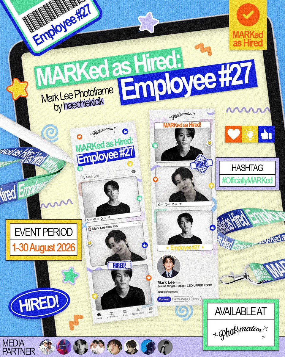 remleeyour's tweet photo. ⤷💼ˎˊ˗ MARKed as HIRED💙

Mark Lee's Birthday Photoframe Event by @haechiekicik

Officially MARKed as Employee #27. ✨

📍 Photomatics (all branches)
🗓️ 1–30 August 2026

#OfficiallyMARKed #MARKedasHIRED .✦ ݁˖ https://t.co/f7DVdjS68B