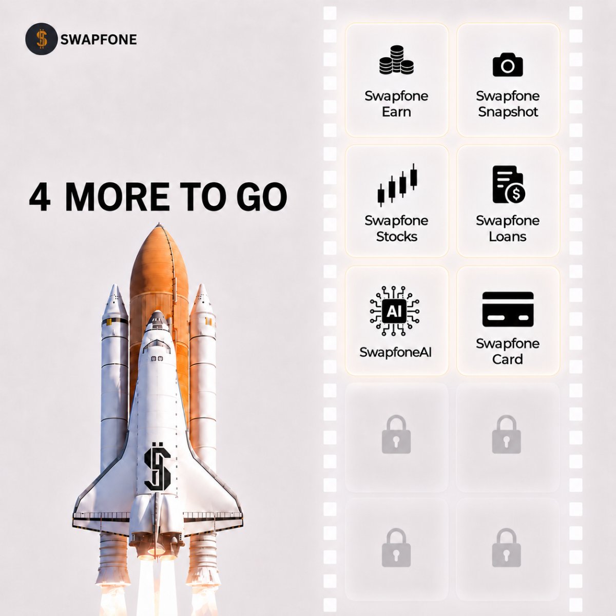 swapfone's tweet photo. SwapfoneCard unlocked, 4 more to go.

All the mainnet features are ready to be imported into Swapfone app and the process is going successfully, be a part of the last days of our testnet journey!

6/10☑️

Get ready for the greatest crypto revolution.

▪️Another upgrade is coming this week - stay tuned.

Don’t forget to log in daily to collect all NFTs and be included in the snapshot before the mainnet launch.

📲Mine $USDS daily at https://t.co/P2ck3Gd6SK before mainnet