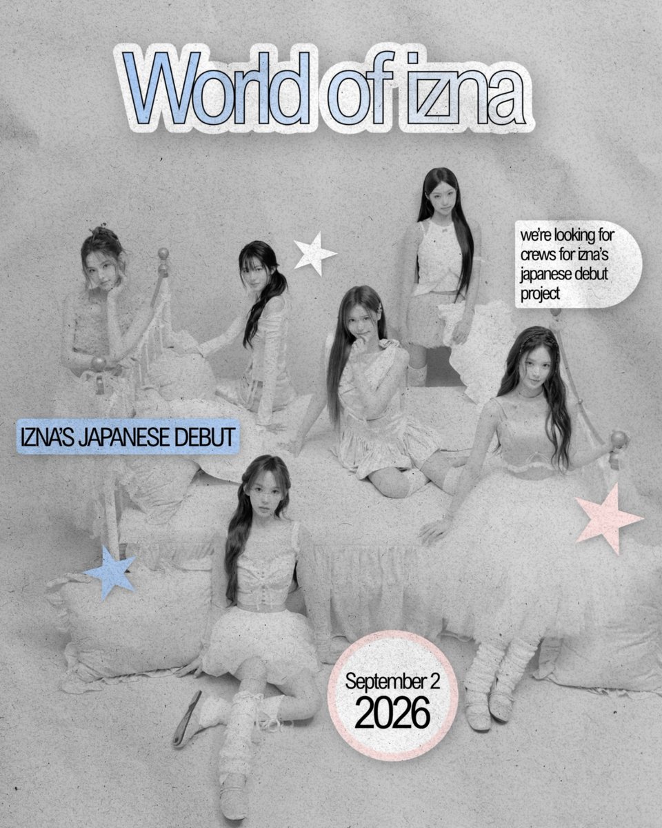WorldOfizna's tweet photo. ⠀⠀
Hey there! We, WorldOfizna, are looking for volunteers to help us for our japan debut project. If you’re  interested, please fill put the form below before August 2, 2026. Also help us to spread the news by repost this post! Thank you 💢

❄️: https://t.co/0z23bROJbo.
⠀⠀ https://t.co/J5w45Ro82D