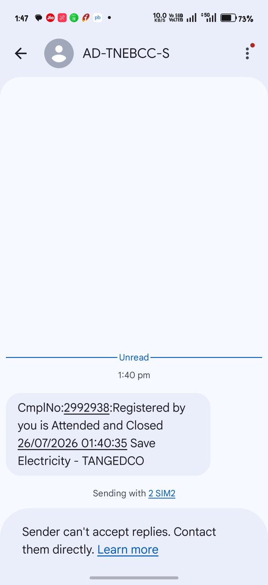 i_karuna_'s tweet photo. @TANGEDCO_Offcl @TimesMedavakkam Nobody came to solve the issue but complaint got auto closed, again reached minaggam to raise a issue they cut the call while taking, very good response from TNEB @actorvijay https://t.co/4Vr1Pnhc7P