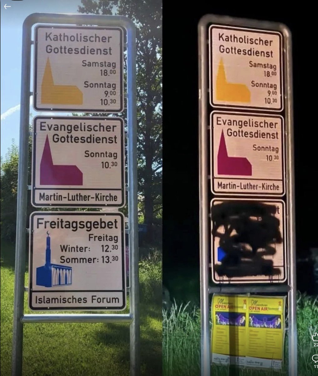 polenz_r's tweet photo. Art. 4 Grundgesetz gewährleistet Religionsfreiheit für ALLE Religionen. Die Gemeinde Penzberg (Landkreis Weilheim-Schongau) hatte dies vor wenigen Tagen am Ortseingang zum Ausdruck gebracht. Islamhasser aus der AfD-Blase zeigen, was sie vom Grundgesetz halten. https://t.co/zUme0e3heb